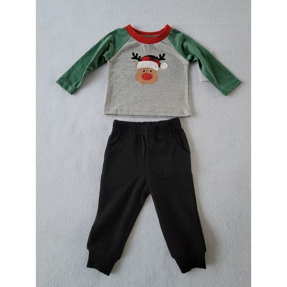 NWT Planet Cotton Christmas Reindeer 2 Piece Set Baby Boys Size Newborn 0-3M
